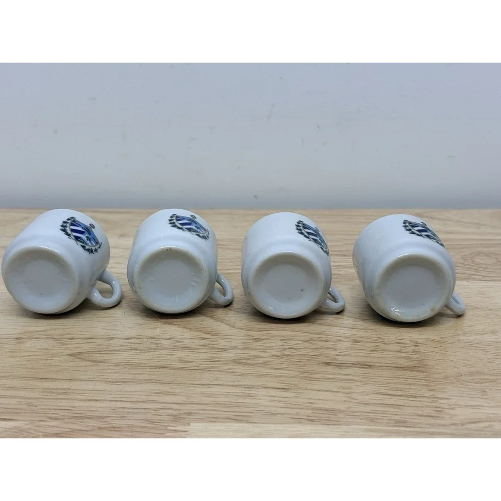 Set of 4 Cuban Espresso Cups Cuba Coat of Arms White Ceramic Demitasse #1